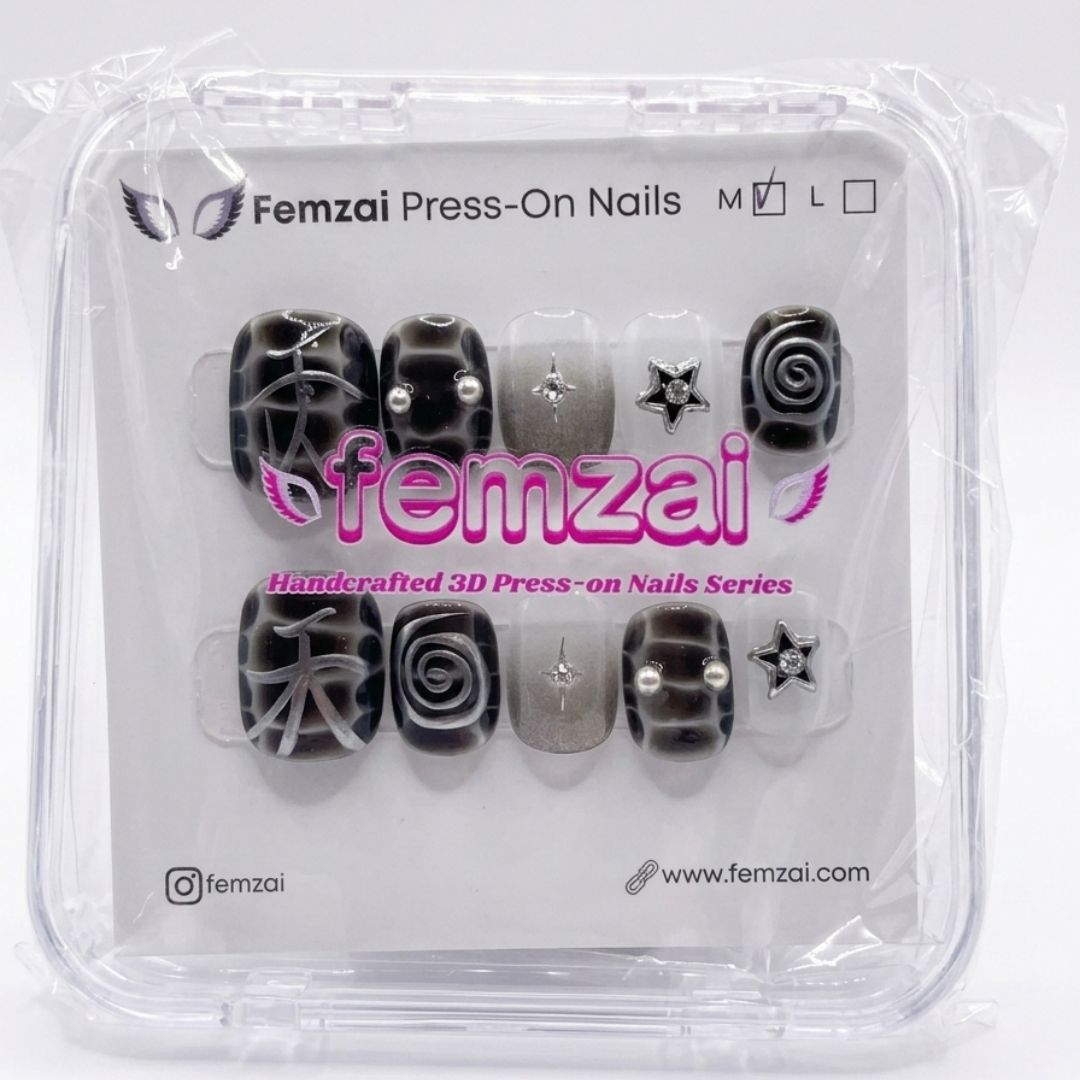 Midnight Star Swirl Nails