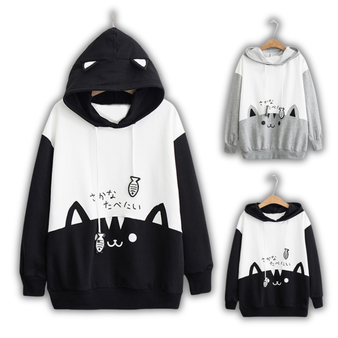 Comfy Kitten & Fish Hoodie