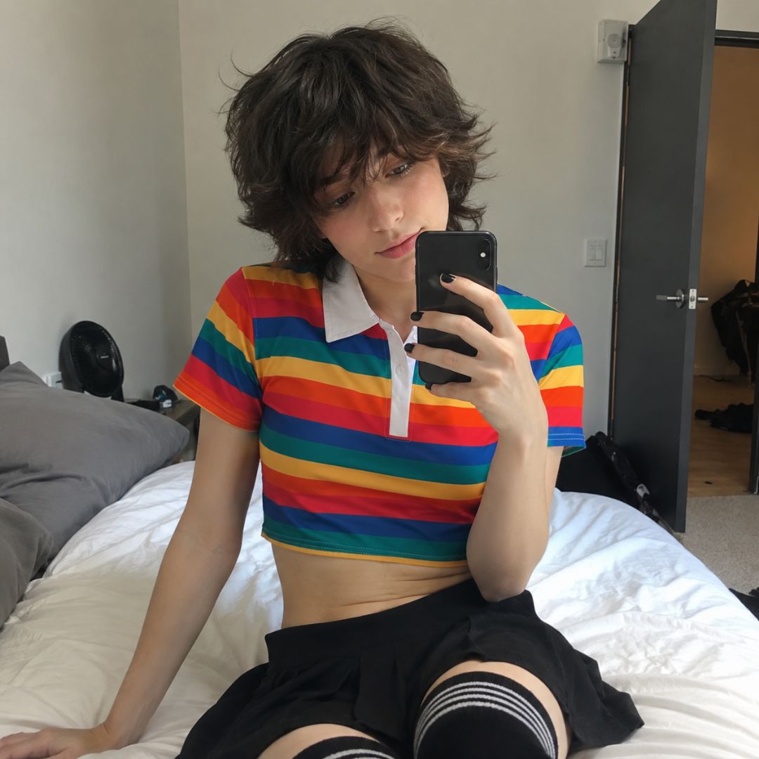 Rainbow Pop Polo Crop Top