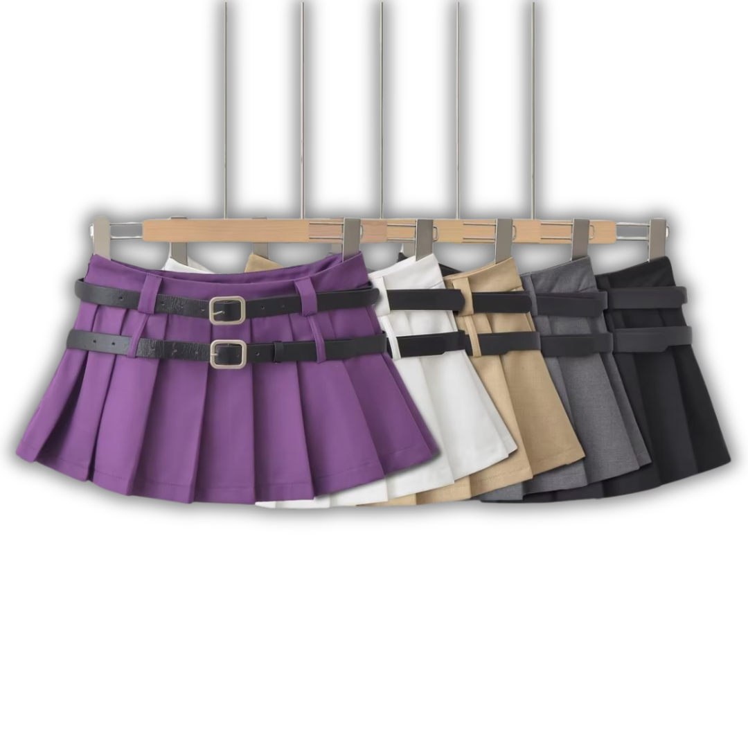 Double Belt Mini Skirt