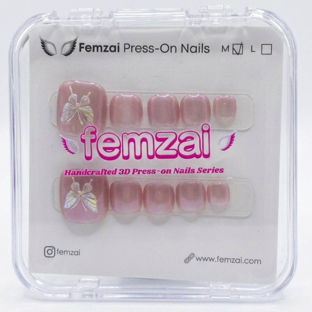 Blush Butterfly Aura Toe Nails