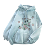 Femboy Fruity Summer Hoodie (Peach Juice) - photo shoot photo for femboy hoodie - blue