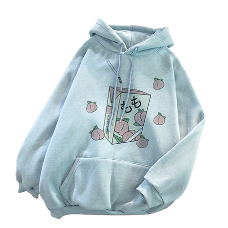 Femboy Fruity Summer Hoodie (Peach Juice) - photo shoot photo for femboy hoodie - blue