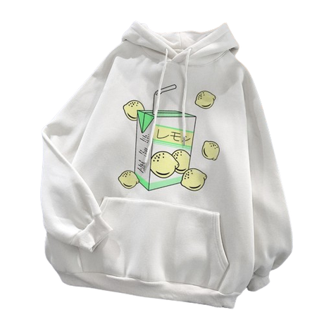 White femboy fruity summer hoodie, bird eye view