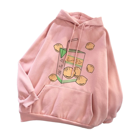 Pink femboy fruity summer hoodie, bird eye view