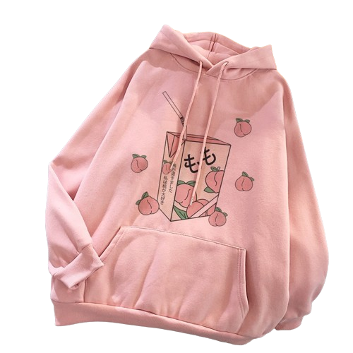 Femboy Fruity Summer Hoodie (Peach Juice) - photo shoot photo for femboy hoodie - pink