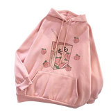 Femboy Fruity Summer Hoodie (Peach Juice) - photo shoot photo for femboy hoodie - pink