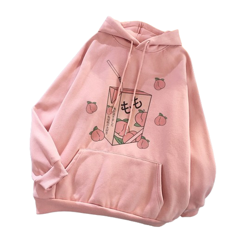 Femboy Fruity Summer Hoodie (Peach Juice) - photo shoot photo for femboy hoodie - pink