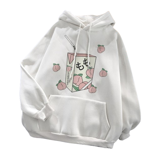 Femboy Fruity Summer Hoodie (Peach Juice) - photo shoot photo for femboy hoodie - white