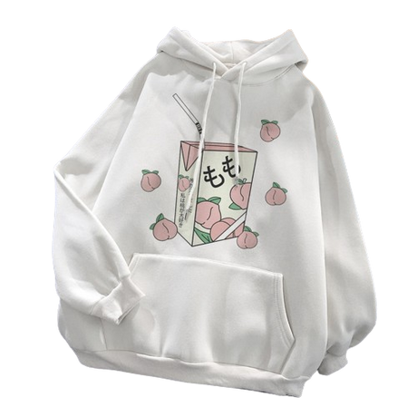 Femboy Fruity Summer Hoodie (Peach Juice) - photo shoot photo for femboy hoodie - white