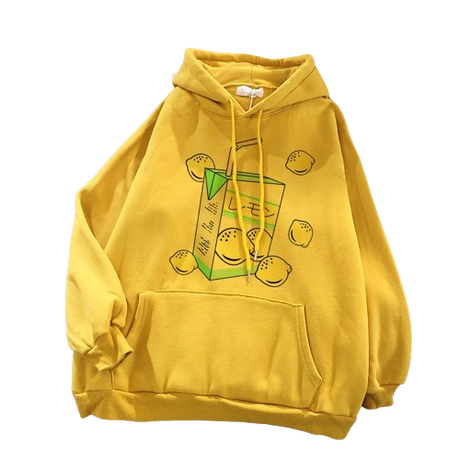 Yellow femboy fruity summer hoodie, bird eye view