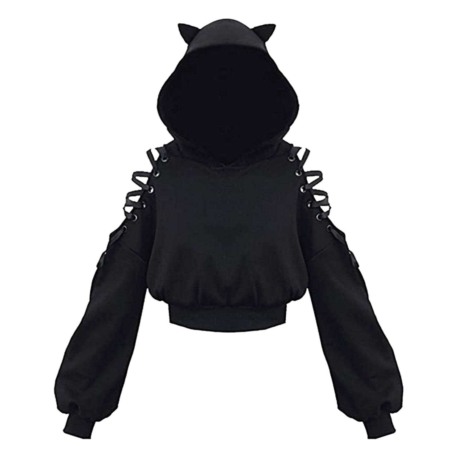 Femzai Plus Off-Shoulder Cat-Ear Hoodie