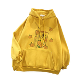 Femboy Fruity Summer Hoodie (Peach Juice) - photo shoot photo for femboy hoodie - yellow