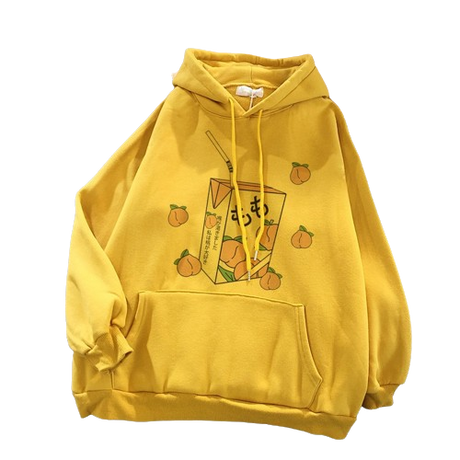 Femboy Fruity Summer Hoodie (Peach Juice) - photo shoot photo for femboy hoodie - yellow