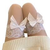 Lace bowknot stockings