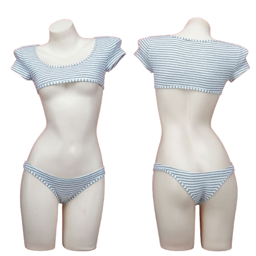 Stripe Crop Top Lingerie Set