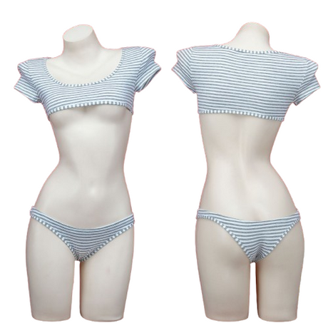 Stripe Crop Top Lingerie Set