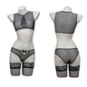 Black Fishnet Lingerie Set With Bow