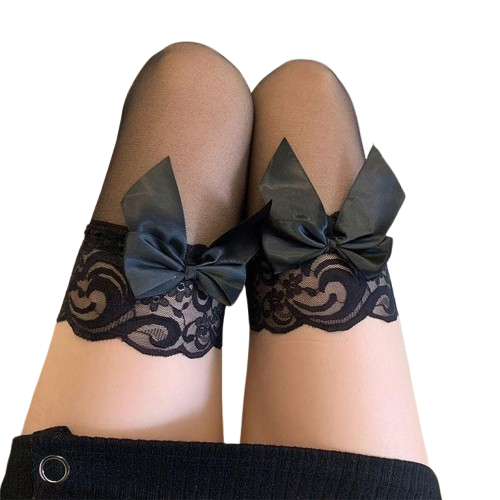 Lace bowknot stockings