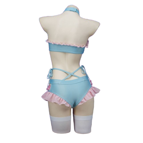 Cute Blue Pink Ruffle Pastel Lingerie