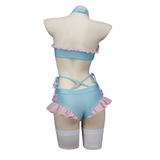 Cute Blue Pink Ruffle Pastel Lingerie