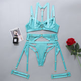 Strapped Bra, Briefs, Leg Rings Rave Lingerie Set