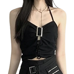 Black High-Waist Spliced Skirt