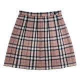 Pink Plaid Pleated Skirt