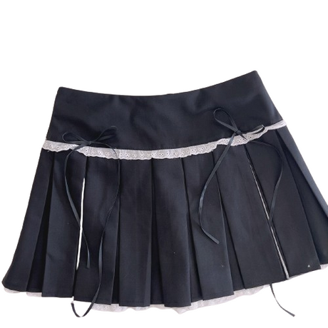 Waist-Slimming Lace Pleats Skirt