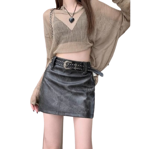 Retro Leather Skirt