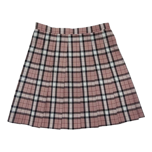 Pink Plaid Pleated Skirt