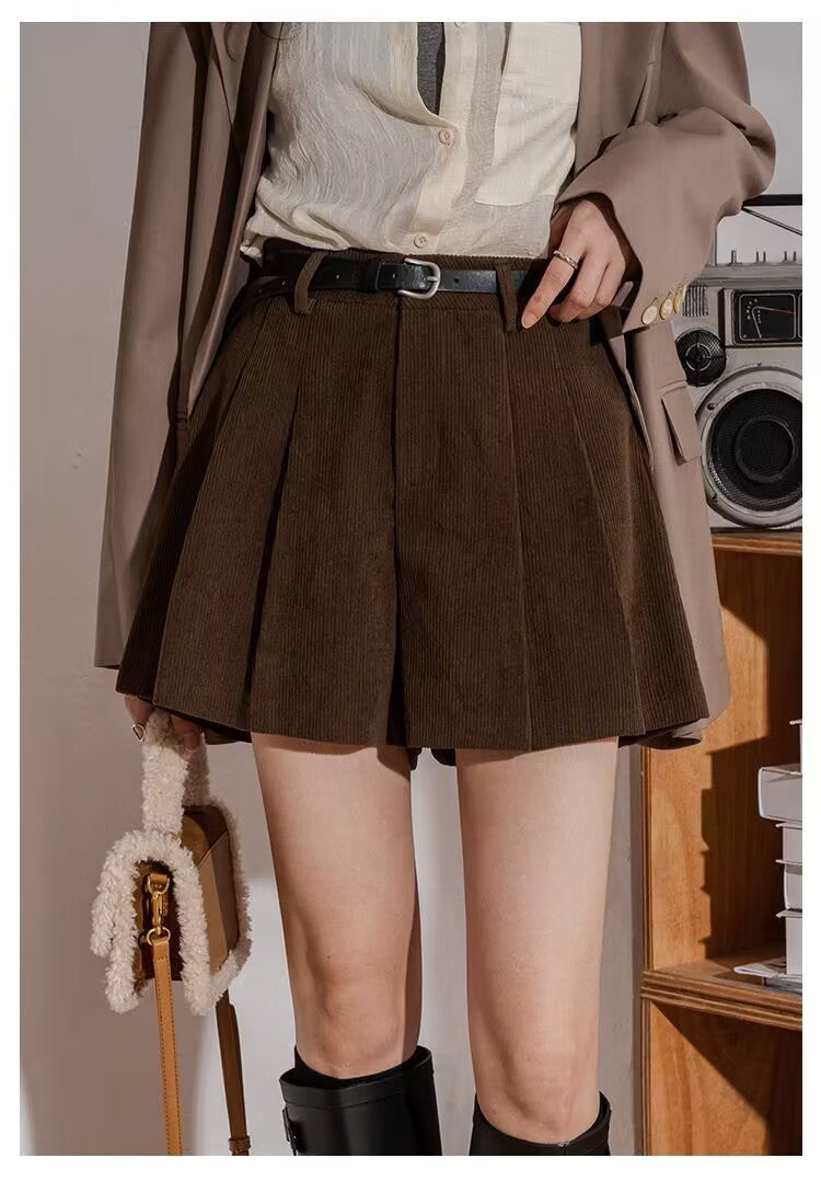 Corduroy Pleated Skirt