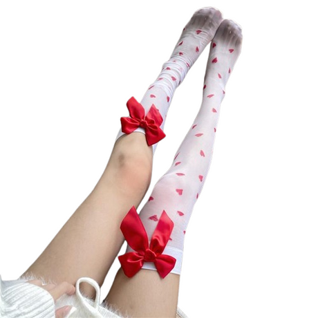 Bowknot Heart Thigh High Stockings