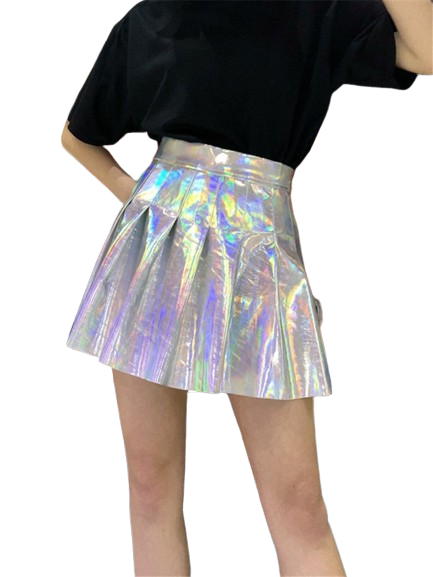 Holographic Skirt (White/Pink)