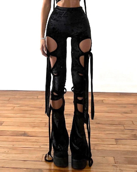 Hollow-out Bandage Pants