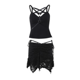 Punk Camisole & Ripped Skirt Set