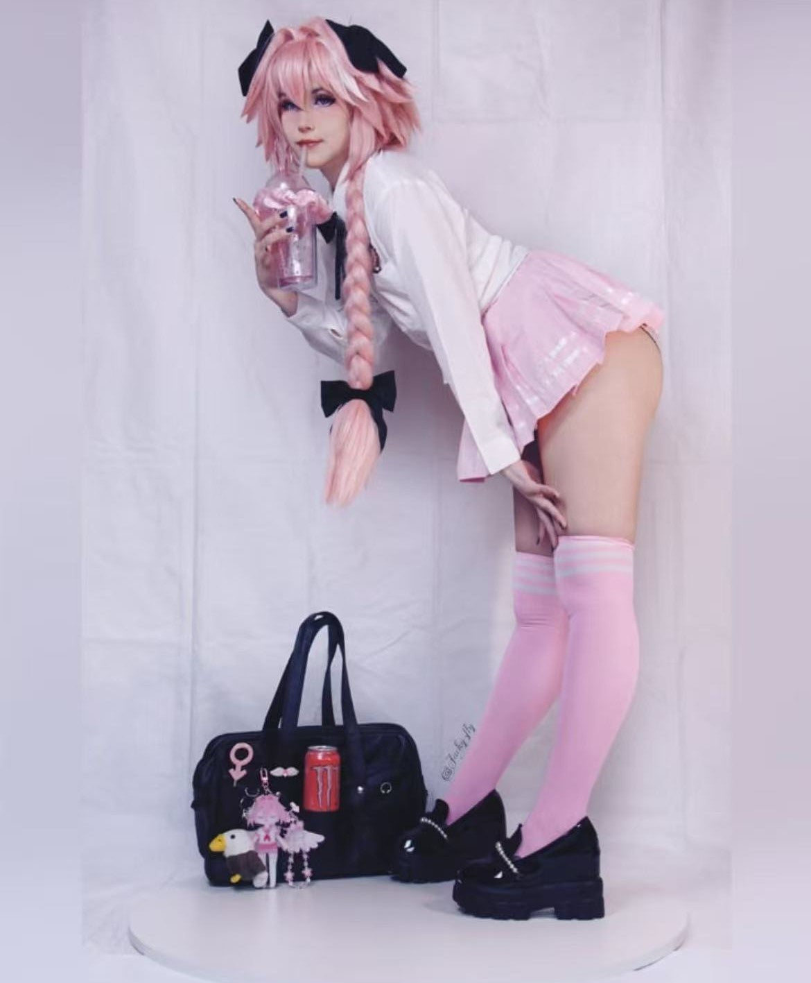 Femboy Astolfo Wig w/ Bow Knot