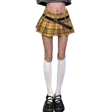 Retro Yellow Plaid Skirt