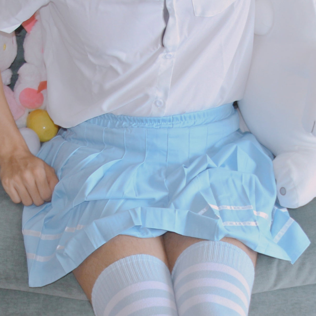 Pastel Striped Pleated Femzai Skirts