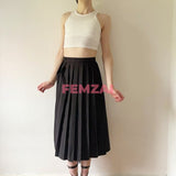 Long Pleated Skirt (Black)