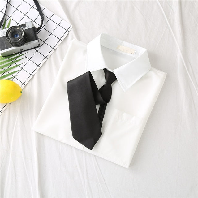 White Blouse Short-sleeve Shirt - Femzai