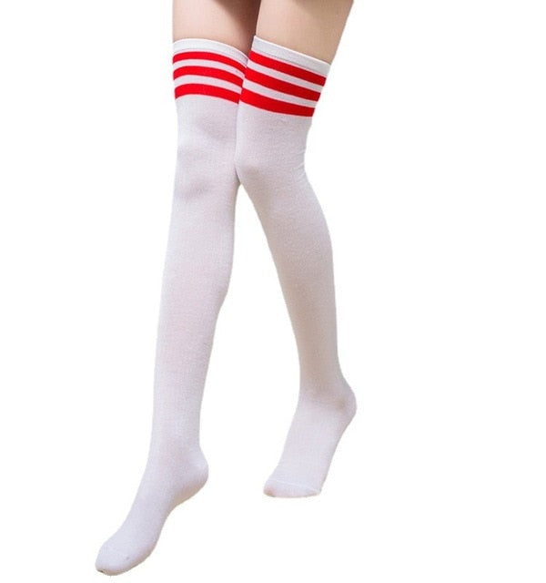 Classic Thigh Highs, femboy, white, front angle, thighs