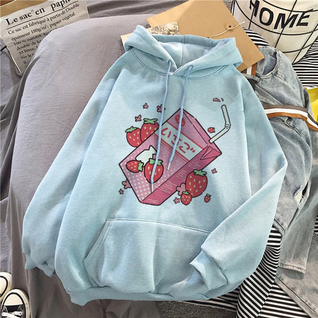 Strawberry Juice Carton Loose Comfy Hoodie