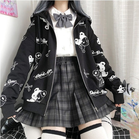 Bear Print Zip-up