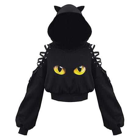 Off-Shoulder Cat-Ear Hoodie