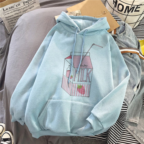 Strawberry Milk Loose Comfy Hoodie