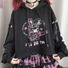 Chainsaw Bunny Cut-Shoulder Hoodie - Femzai