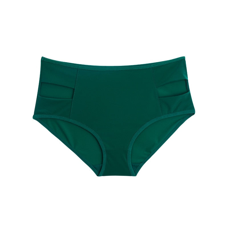 Front View of Green Femzai Waist Hollow Out Panties showcasing the distinctive hollow-out design for your femboy outfit
