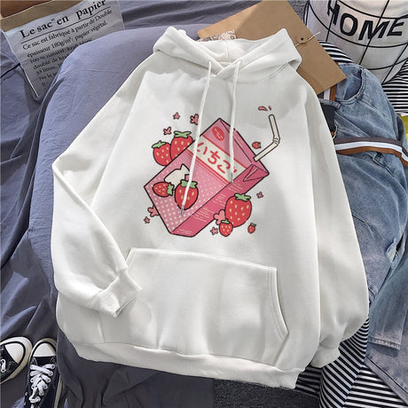 Strawberry Juice Carton Loose Comfy Hoodie