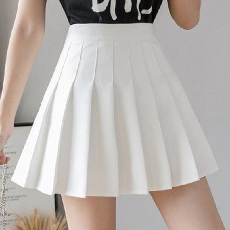 Classic Pleated Skirt (Black/White/Pink) - Femzai